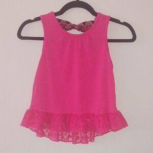 Faded Glory Pink Lace Trim Tank Top